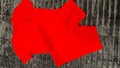 Red cotton rib short set