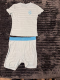 Blue Cotton Rib Shorts Set